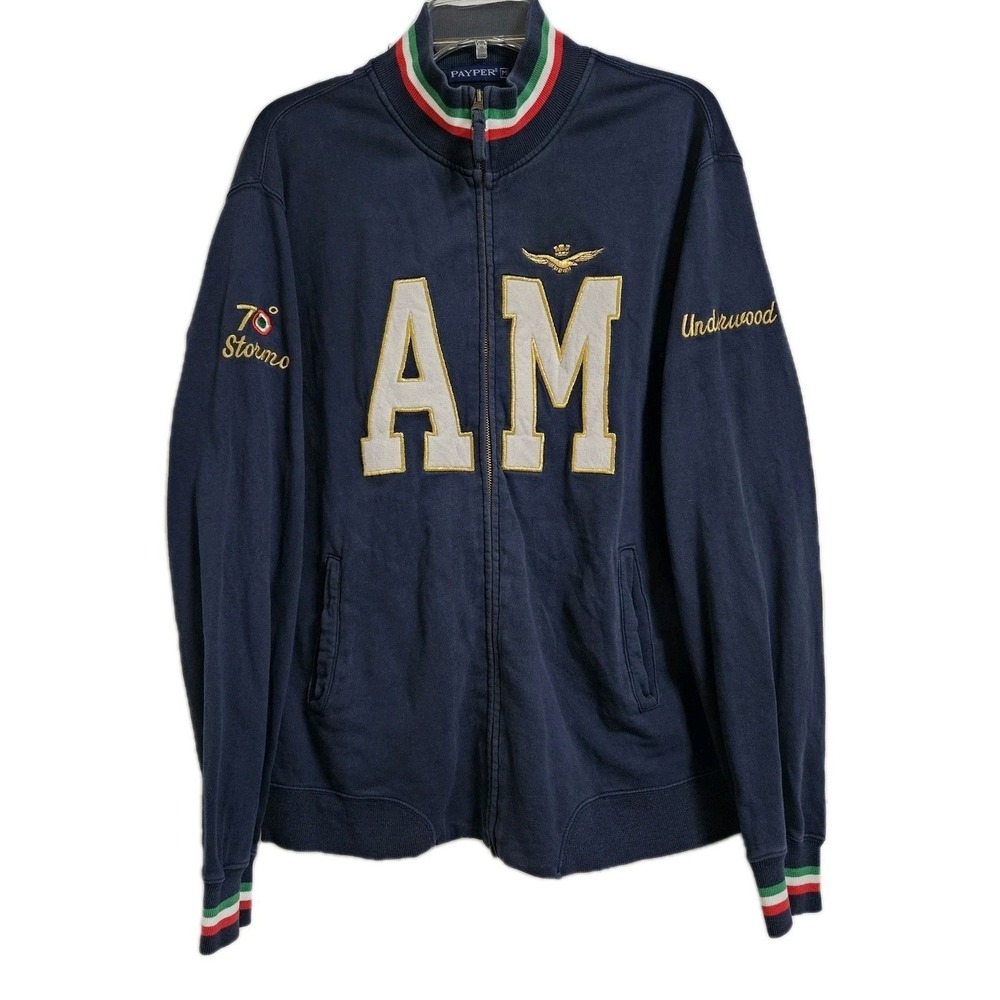 VTG Payper Jacket Men M Blue AM Army 70 Stormo Italian Air Force Full Zip Track